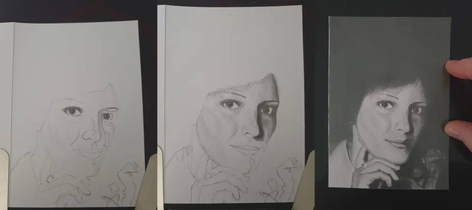 Portrait Progress (Graphite on Paper). Credit: John Urquhart Ferguson