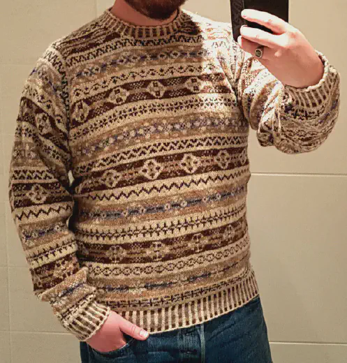 Fair Twins Fair Isle Jumper. Credit: John Urquhart Ferguson